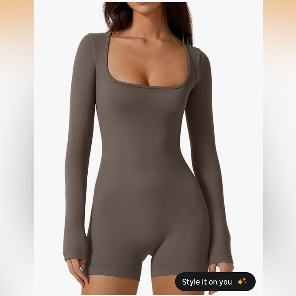 Elegant Long Sleeve Bodysuit - Brown